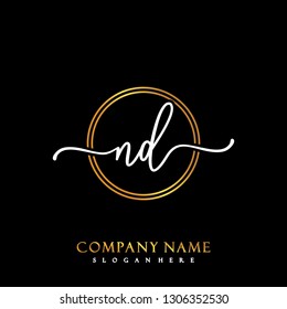 ND Initial Handwriting logo template vector