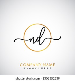 ND Initial Handwriting logo template vector