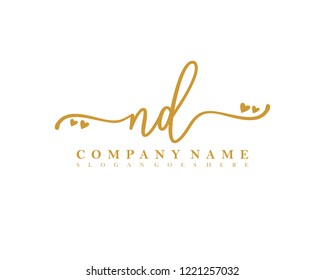 ND Initial handwriting logo vector