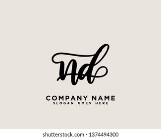 ND Initial Handwriting Logo Vector