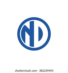 ND initial letters circle business logo blue