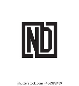 ND initial letters looping linked square monogram logo