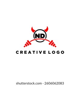 ND initial monogram for fitnes or gym logo with devil style design