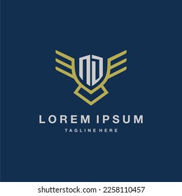 ND initial monogram logo for creative eagle line image vector design