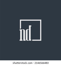 ND Initial Monogram Logo With Rectangle Style Dsign