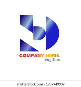 nd Initial Name Handwriting logo template vector