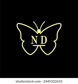 ND Initials Luxury Butterfly logo Vector illustration