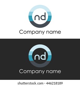 ND letter circle shape icon logo white blue