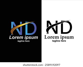 ND letter typography logo design 