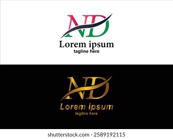 ND letter typography logo design 