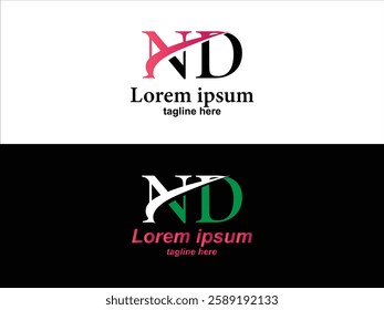 ND letter typography logo design 