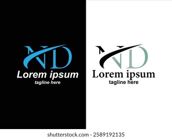 ND letter typography logo design 