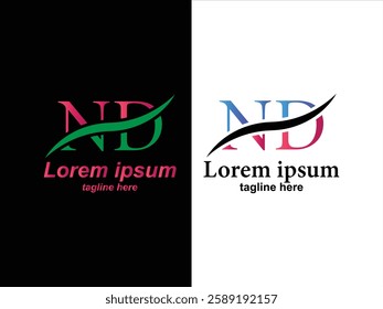 ND letter typography logo design 
