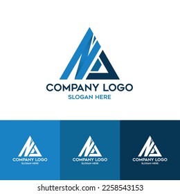 ND Logo blue letter monogram with triangle shape design template isolated on white background