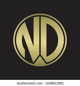 ND Logo monogram circle with piece ribbon style on gold colors