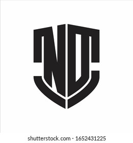ND-Logo-Monogramm mit Emblem-Schild-Design einzeln auf weißem Hintergrund