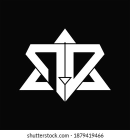 ND Logo monogram isolated with triangle shape design template on black background