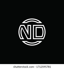 ND logo monogram with negative space circle rounded design template