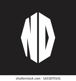 ND Logo monogram with octagonal ribbon style design template