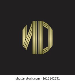 ND Logo monogram outline style linked isolated with gold colors