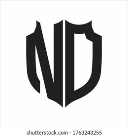 ND Logo Shield style Monogram design template on white background