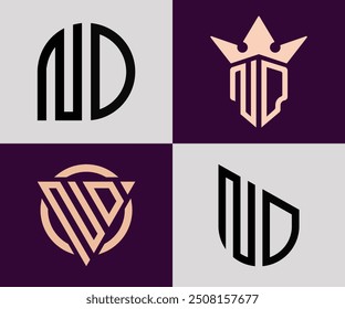 ND modern initial letter logo design vector bundle. It will be suitable for which company or brand name start those initial.