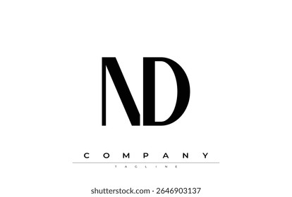 ND Modern Initials Logo Design. Branding logo with stylized initials showcasing bold design and modern aesthetic. Ideal for professional business branding or creative projects focusing on minimalistic