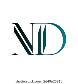 ND modern minimalist logo design focusing on timeless wordmark typography. Ideal for businesses seeking a clean, professional identity using elegant initial-based branding.