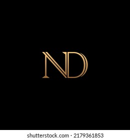 ND monogram fashion logo with inline accent and gold color