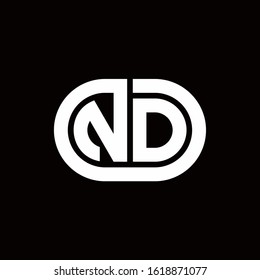ND monogram logo with an oval style on a black background	