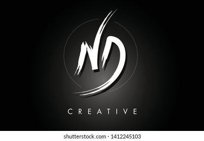 ND N D Brushed Vector Letter Logo Design with Creative Modern Brush Lettering Texture and Hexagonal Shape. Brush Letters Design Logo Vector Illustration.
