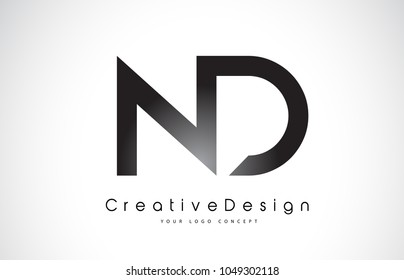 ND N D Letter Logo Design in Black Colors. Creative Modern Letters Vector Icon Logo Illustration.