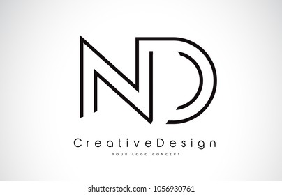 ND N D Letter Logo Design in Black Colors. Creative Modern Letters Vector Icon Logo Illustration.