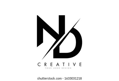 ND N D Letter Logo Design with a Creative Cut. Creative logo design..