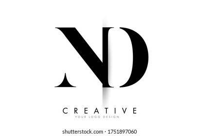 ND N D Letter Logo Design with Creative Shadow Cut Vector Illustration Design.