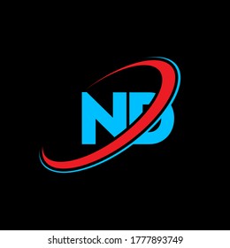 Diseño del logo de la letra ND N D. Letra inicial ND enlazado círculo mayúscula logotipo monograma rojo y azul. Logo de ND, diseño de N D. n d