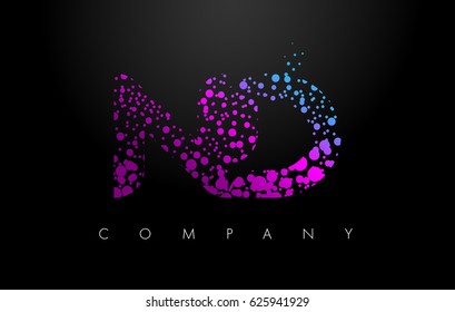ND N D Letter Logo with Purple Blue Particles and Bubble Dots Design Vector.