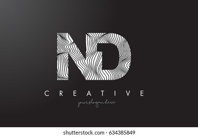 ND N D Letter Logo with Zebra Lines Texture Design Vector Illustration.