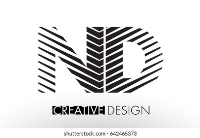 ND N D Lines Letter Design with Creative Elegant Zebra Vector Illustration.