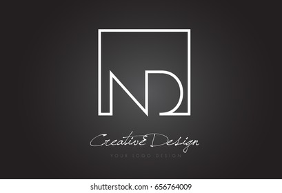 ND Square Framed Letter Logo Design Vector with Black and White Colors.