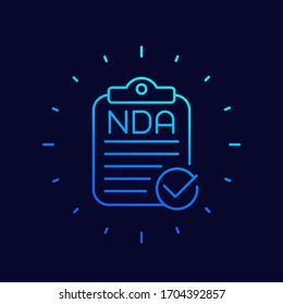 NDA agreement document vector line icon
