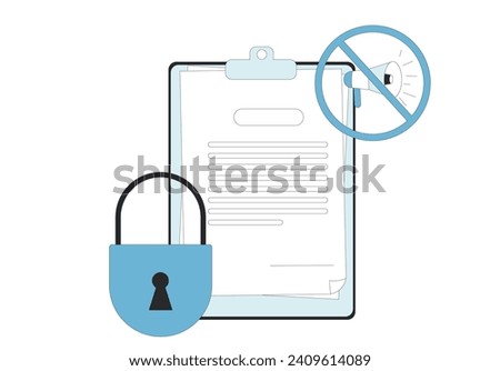 NDA concept icon. Non disclosure agreement. Confidentiality contract between employee and employer about confidentiality. Vector illustration.