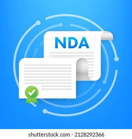 NDA Document, Non disclosure agreement, Privacy document. Vector stock illustration.