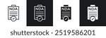 NDA icon collection in black and white filled and stroke line style.