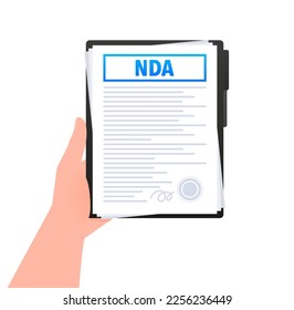 NDA - Non disclosure agreement Document in the hand, contract. Privacy, Agreement document.