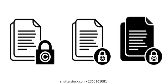 NDA, no divulgación. Derechos de autor intelectual o carta C. Copiar el símbolo derecho. Documento o documento de acuerdo, contenido de documentos o datos, concepto de archivo de información de icono de educación legal. Logo de la privacidad del bloqueo de almohadillas.