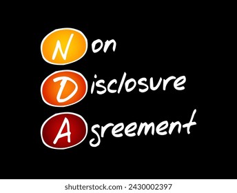 NDA Non-Disclosure Agreement - legal contract between two parties that outlines confidential material, acronym text concept background