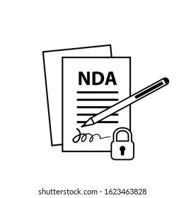 NDA or non-disclosure agreement thin line icon isolated, legal restrictions concept. Nondisclosure or know-how protection vector illustration