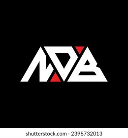NDB triangle letter logo design with triangle shape. NDB triangle logo design monogram. NDB triangle vector logo template with red color. NDB triangular logo Simple, Elegant, and Luxurious design.