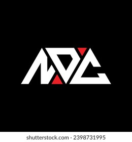 NDC triangle letter logo design with triangle shape. NDC triangle logo design monogram. NDC triangle vector logo template with red color. NDC triangular logo Simple, Elegant, and Luxurious design.